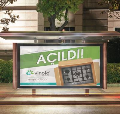 Vinola Ankastre Hatay Şubesi açılışı için hazırlanan billboard tasarımları